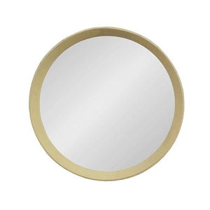 Homeroots 20" Cream Round Wood Framed Accent Mirror  50% Mango Wood,25% Mdf,25% Mirror 485115