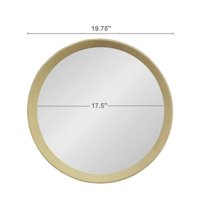 Homeroots 20" Cream Round Wood Framed Accent Mirror  50% Mango Wood,25% Mdf,25% Mirror 485115