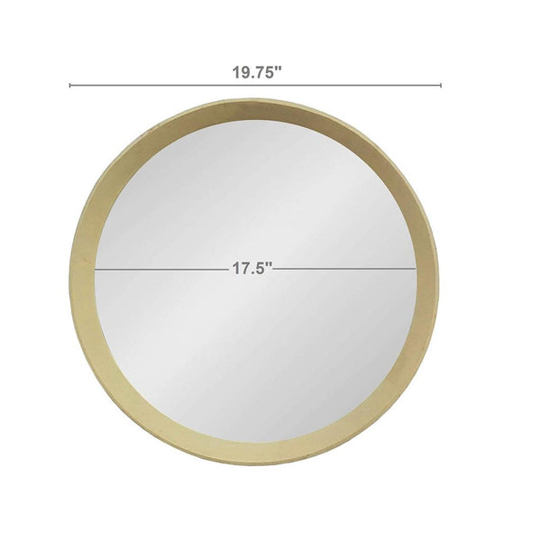 Homeroots 20" Cream Round Wood Framed Accent Mirror  50% Mango Wood,25% Mdf,25% Mirror 485115