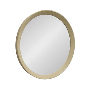 Homeroots 20" Cream Round Wood Framed Accent Mirror  50% Mango Wood,25% Mdf,25% Mirror 485115