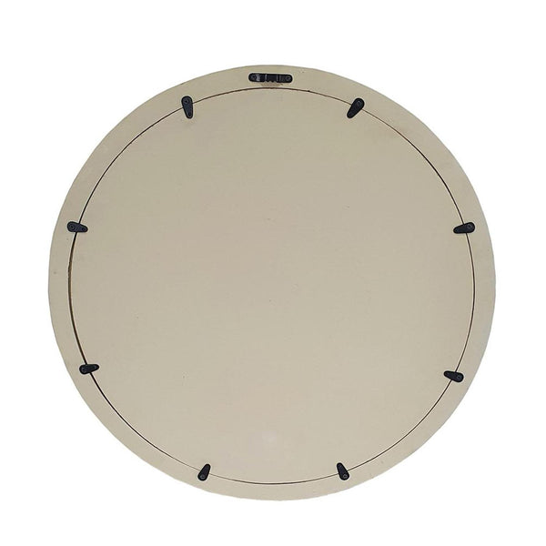 Homeroots 20" Cream Round Wood Framed Accent Mirror  50% Mango Wood,25% Mdf,25% Mirror 485115