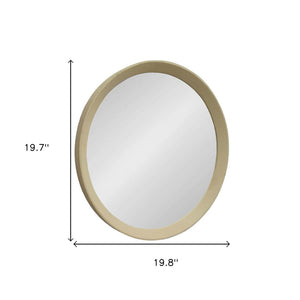 Homeroots 20" Cream Round Wood Framed Accent Mirror  50% Mango Wood,25% Mdf,25% Mirror 485115