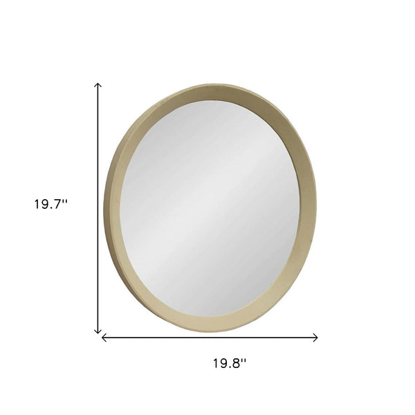 Homeroots 20" Cream Round Wood Framed Accent Mirror  50% Mango Wood,25% Mdf,25% Mirror 485115