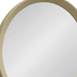 Homeroots 20" Cream Round Wood Framed Accent Mirror  50% Mango Wood,25% Mdf,25% Mirror 485115
