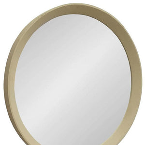 Homeroots 20" Cream Round Wood Framed Accent Mirror  50% Mango Wood,25% Mdf,25% Mirror 485115