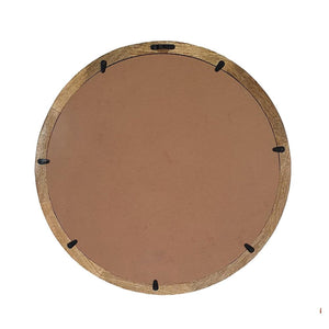 Homeroots 20" Natural Round Wood Framed Accent Mirror  50% Mango Wood,25% Mdf,25% Mirror 485116