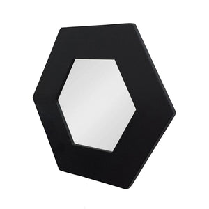Homeroots 19" Black Hexagon Wood Framed Accent Mirror  60% Teak Wood,20% Mdf,20% Mirror 485117