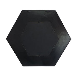 Homeroots 19" Black Hexagon Wood Framed Accent Mirror  60% Teak Wood,20% Mdf,20% Mirror 485117