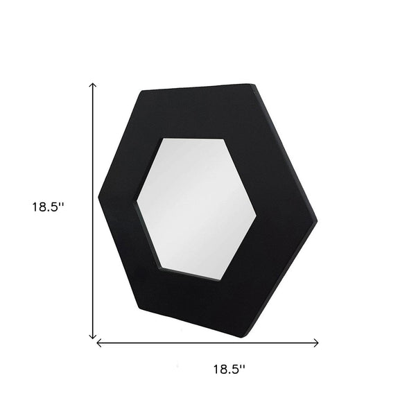 Homeroots 19" Black Hexagon Wood Framed Accent Mirror  60% Teak Wood,20% Mdf,20% Mirror 485117