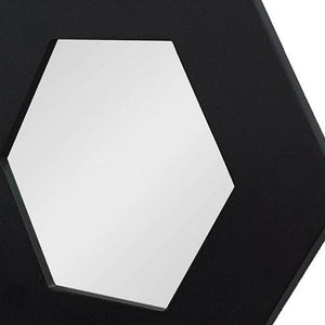 Homeroots 19" Black Hexagon Wood Framed Accent Mirror  60% Teak Wood,20% Mdf,20% Mirror 485117