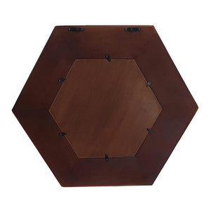 Homeroots 19" Dark Brown Hexagon Solid Wood Framed Accent Mirror  60% Teak Wood,20% Mdf,20% Mirror 485118