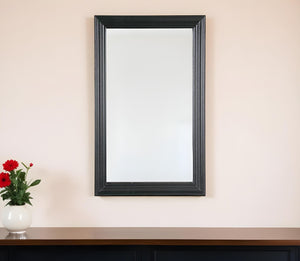 Homeroots 26" Black Beveled Lines Framed Accent Mirror  60% Mdf,40% Glass 485123