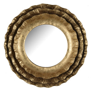 Homeroots 16" Gold Round Iron Framed Accent Mirror  50% Iron,50% Glass 485124