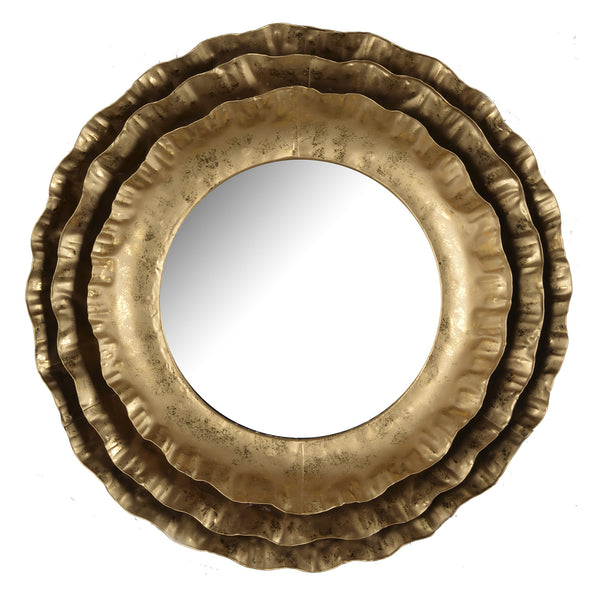 Homeroots 16" Gold Round Iron Framed Accent Mirror  50% Iron,50% Glass 485124