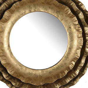 Homeroots 16" Gold Round Iron Framed Accent Mirror  50% Iron,50% Glass 485124