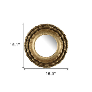 Homeroots 16" Gold Round Iron Framed Accent Mirror  50% Iron,50% Glass 485124