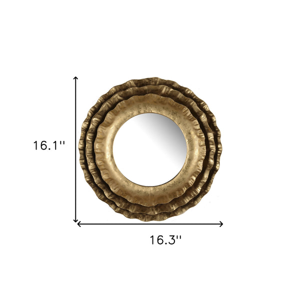 Homeroots 16" Gold Round Iron Framed Accent Mirror  50% Iron,50% Glass 485124