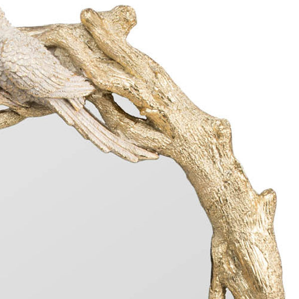 Homeroots 22" Gold Birds And Branches Resin Framed Accent Mirror  70% Polyresin,30% Glass 485125