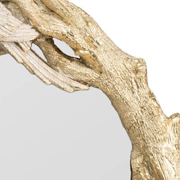 Homeroots 22" Gold Birds And Branches Resin Framed Accent Mirror  70% Polyresin,30% Glass 485125