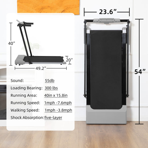 English Elm Treadmills for Home Office Use with Led Display Compact Under Desk Walking Running Grey W1303113535