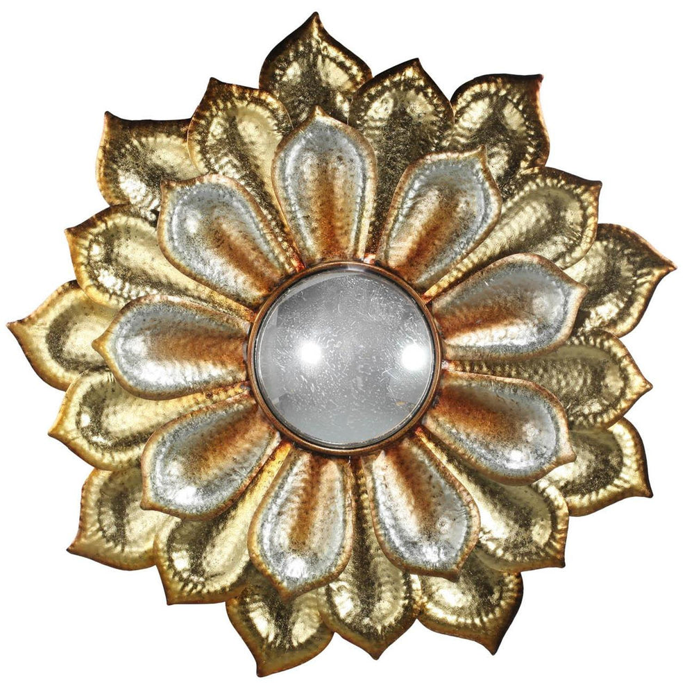 Homeroots 36" Gold Metal Flower Framed Accent Mirror  90% Metal,10% Acrylic 485130