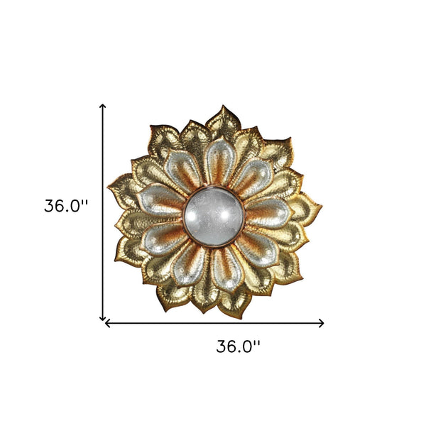 Homeroots 36" Gold Metal Flower Framed Accent Mirror  90% Metal,10% Acrylic 485130