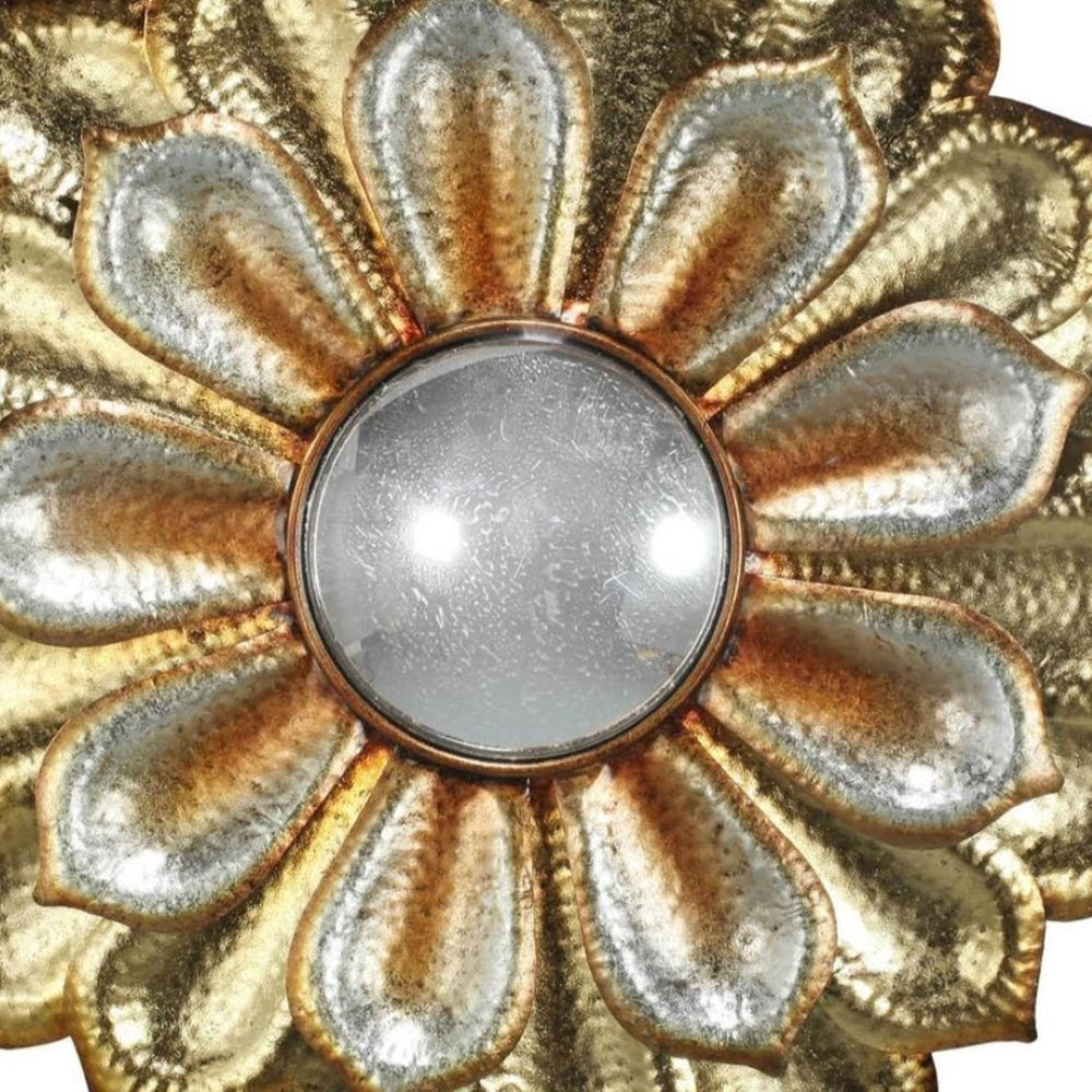 HomeRoots 36" Gold Metal Flower Framed Accent Mirror - Mid-Century Elegance for Brightening Any Space! 485130