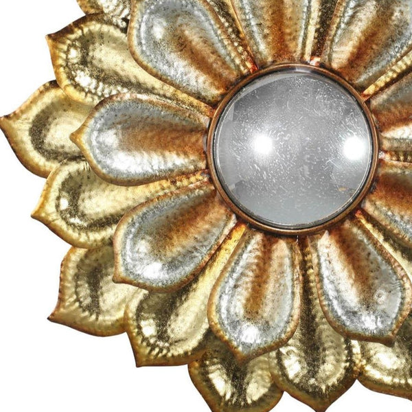 Homeroots 36" Gold Metal Flower Framed Accent Mirror  90% Metal,10% Acrylic 485130