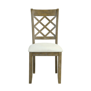 English Elm Karsen Upholstered Beige Linen Side Chairs Set of 2 – Rustic Oak Legs, 3" Padded Tufted Seat, 220lb Capacity B2726P288757