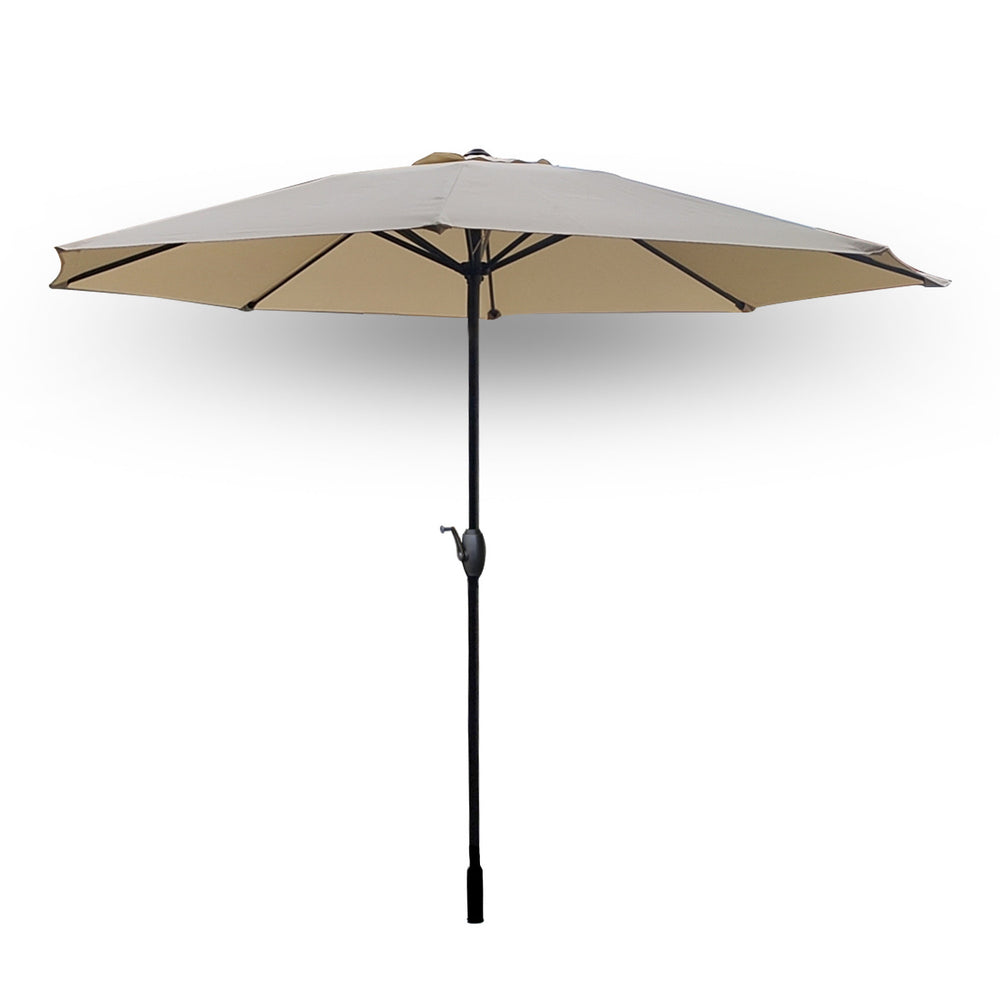Homeroots 9' Beige Polyester Hexagonal Market Patio Umbrella  Steel,Polyester 485169