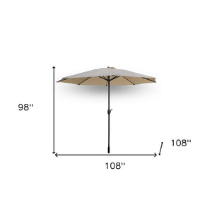 Homeroots 9' Beige Polyester Hexagonal Market Patio Umbrella  Steel,Polyester 485169