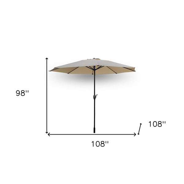 Homeroots 9' Beige Polyester Hexagonal Market Patio Umbrella  Steel,Polyester 485169