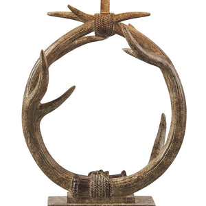 HomeRoots 27" Rustic Faux Antlers Table Lamp with White Drum Shade - Lodge-Style Lighting for Warmth & Charm 485189