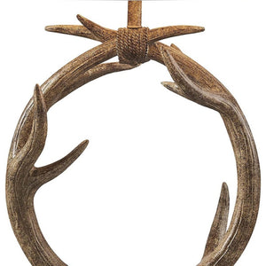HomeRoots 27" Rustic Faux Antlers Table Lamp with White Drum Shade - Lodge-Style Lighting for Warmth & Charm 485189