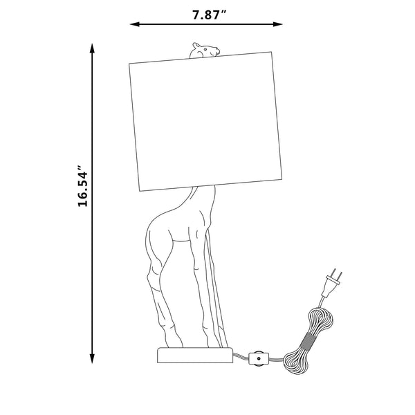 Homeroots 17" Gold Textured Giraffe Table Lamp With White Drum Shade   485193