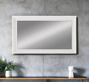 Homeroots 28" White Rectangle Wall Mounted Full Length Hanging Mirror  Wood 485196