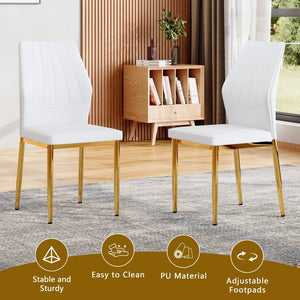 English Elm Table and Chair Set Marble Glass Top Gold Legs Modern Dining for Small Spaces W1151S04637