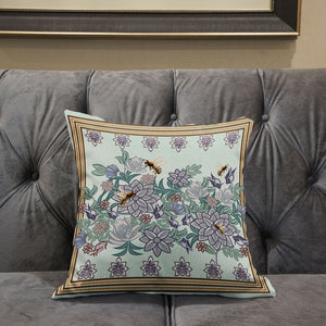 Homeroots 26x26 Light Green Purple Brown Bee Blown Seam Broadcloth Animal Print Throw Pillow   485221