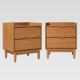 20" Solid Wood 2-Drawer Nightstand - Set of 2 Caramel LEEB4CCA-2PK Walker Edison