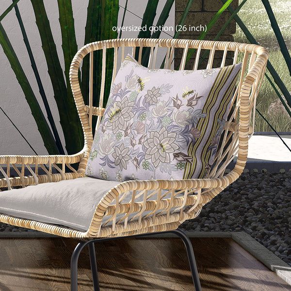 Homeroots 26x26 Purple Brown Bee Blown Seam Broadcloth Animal Print Throw Pillow   485231