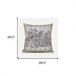 Homeroots 28x28 Purple Brown Bee Blown Seam Broadcloth Animal Print Throw Pillow   485232