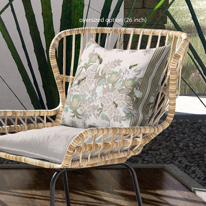 Homeroots 26x26 Beigeyellow Green Brown Bee Blown Seam Broadcloth Animal Print Throw Pillow   485241