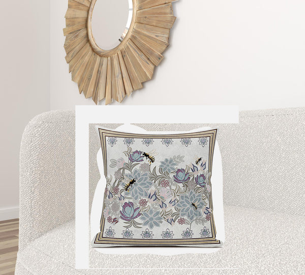 Homeroots 28x28 Pink Gray Elephant Blown Seam Broadcloth Animal Print Throw Pillow   485247