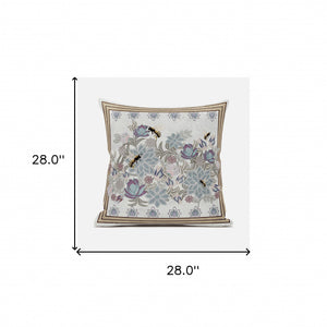 Homeroots 28x28 Pink Gray Elephant Blown Seam Broadcloth Animal Print Throw Pillow   485247