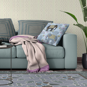 Homeroots 26x26 Sky Black White Elephant Blown Seam Broadcloth Animal Print Throw Pillow   485256