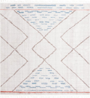 Unique Loom Aramis Kavi Machine Made Tribal Rug Ivory, Blue/Brown/Light Blue/Terracotta/Gray 10' 0" x 10' 0"