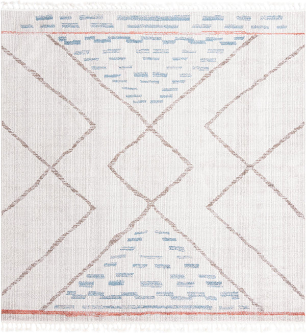 Unique Loom Aramis Kavi Machine Made Tribal Rug Ivory, Blue/Brown/Light Blue/Terracotta/Gray 10' 0" x 10' 0"