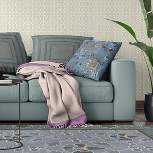 Homeroots 26x26 Blue White Elephant Blown Seam Broadcloth Animal Print Throw Pillow   485261