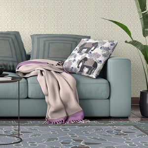 Homeroots 28x28 Gray Black Blue Elephant Blown Seam Broadcloth Animal Print Throw Pillow   485272