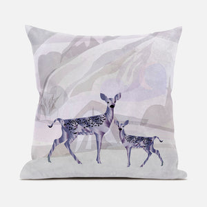 Homeroots 26x26 Beigeblack Purple Brown Deer Blown Seam Broadcloth Animal Print Throw Pillow   485281
